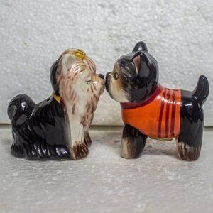 American Atelier Magnetic Kissing Yorkie Salt and Pepper Shakers Preowned